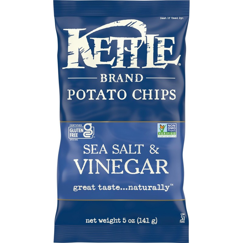 Kettle Brand Potato Chips, Salt & Vinegar 5 Ounce (Pack of 1), &