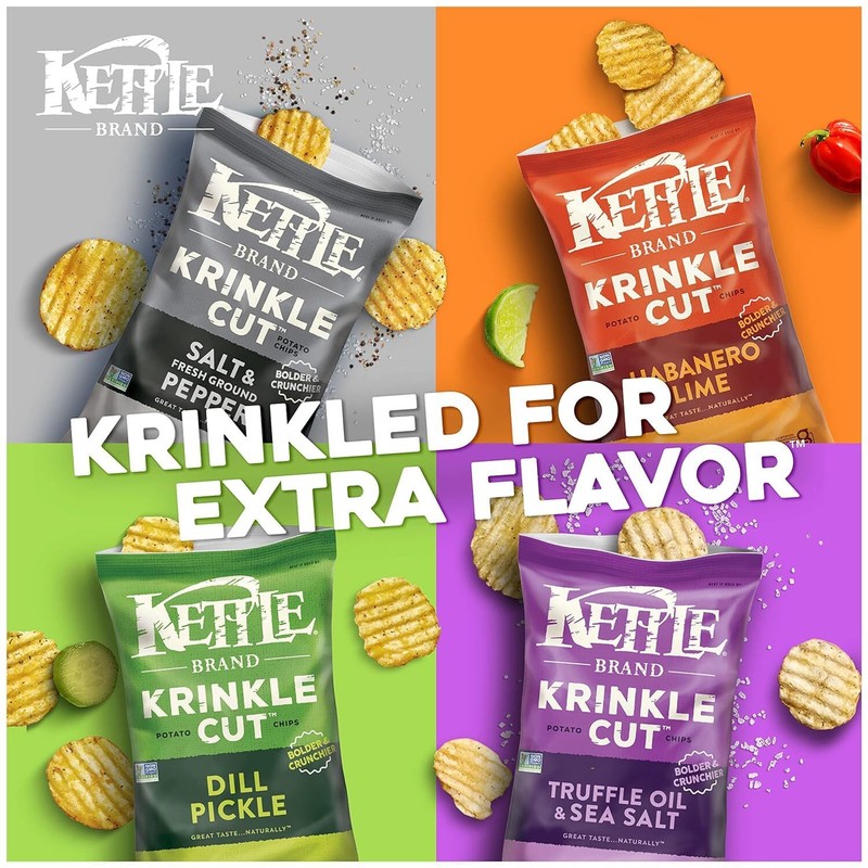 Kettle Brand Krinkle Cut Potato Chips Salt & Fresh Ground Pepper 7.5 Oz gallery