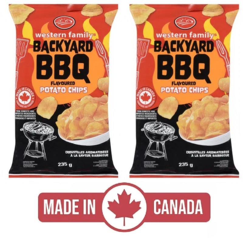 2-Pack Western Family Backyard BBQ Flavour (200g) Potato Chips Made in Canada