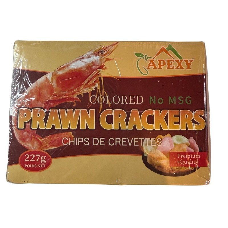 Apexy Colored Prawn Crackers No MSG Premium 8 oz Chips De Crevettes 1 Box