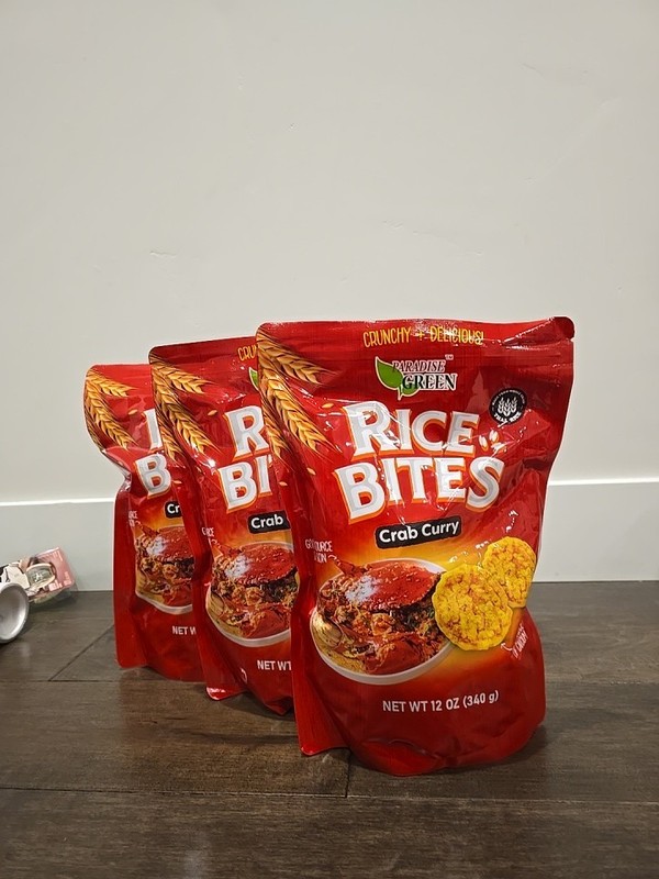 Paradise Green Crab Curry Rice Bites 12 oz Thai Rice Snack EXP 02/2027 LOT OF 3