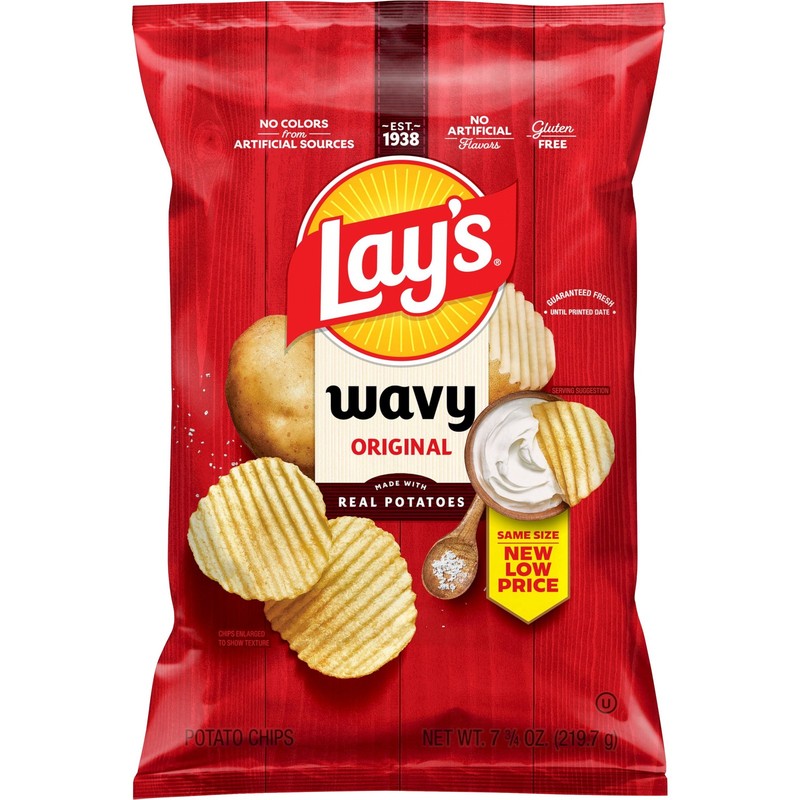 Lay’S Wavy Potato Chips, Original Flavor, 7.75 Oz Bag
