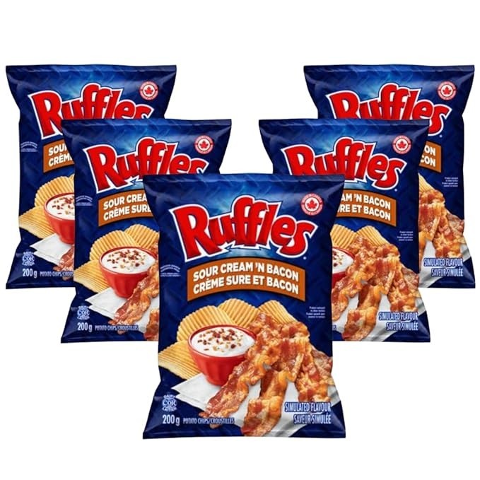 5 x Ruffles Sour Cream and Bacon Potato Chips, 200g/7oz – FREE SHIPPING