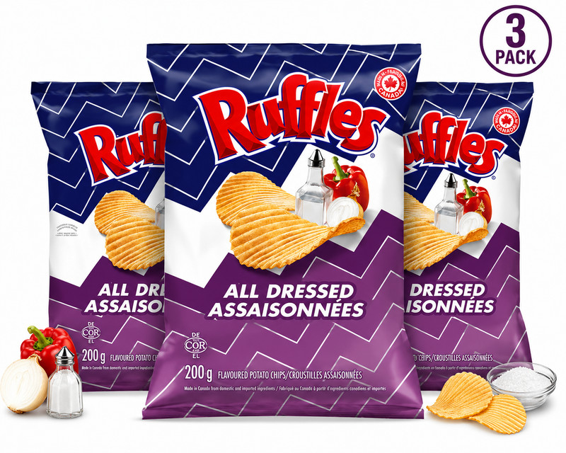 Ruffles All Dressed Potato Chips 200g Ridged Crispy Canadian Snack