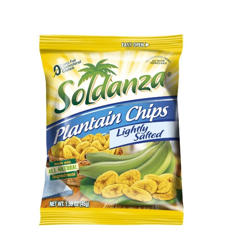Soldanza Plantain Chips – Lightly Salted and Ripe 2.5oz, (Pack of 12)