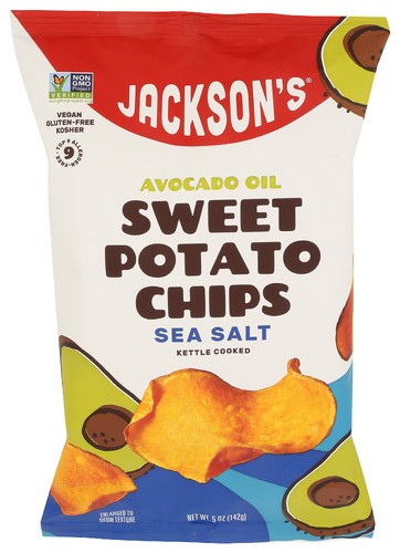 Jacksons Chips Sweet Potato Avocado Oil 5 oz (Pack of 12)