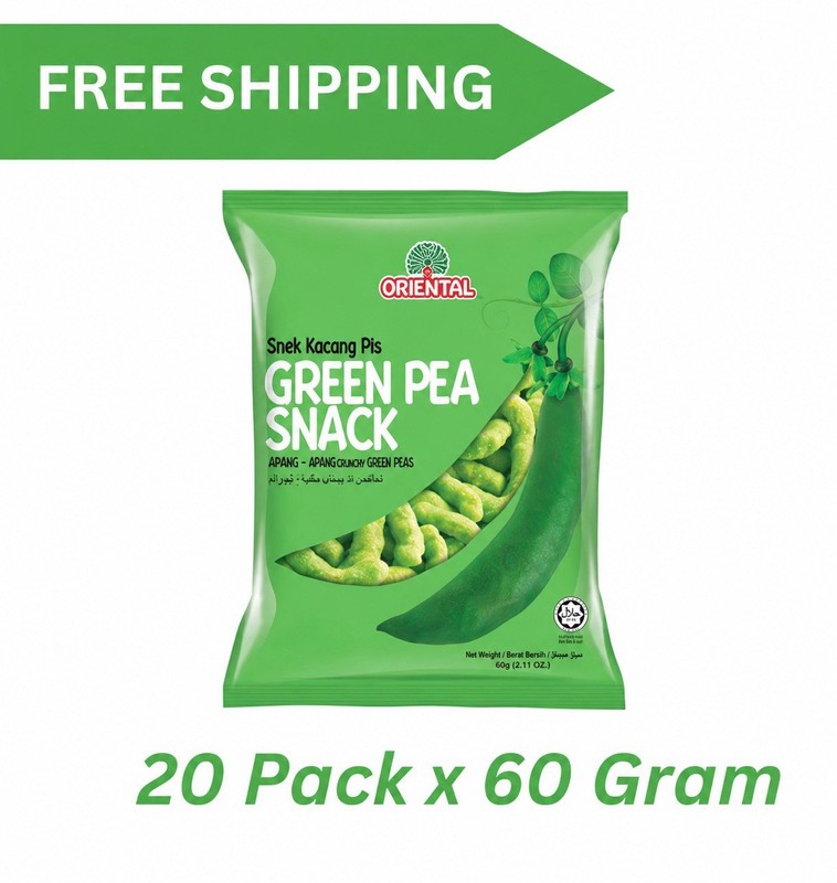 20 Pack X Oriental Green Pea healthy famous Malaysian Snacks (60 gram)