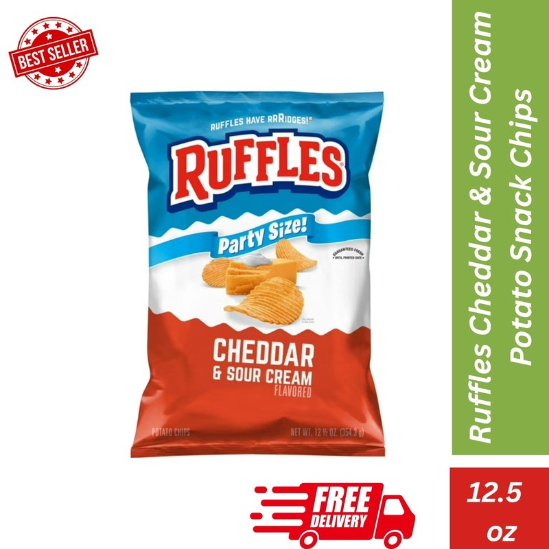 Ruffles Cheddar & Sour Cream Chips 12.5 oz Party Size – Free Shipping