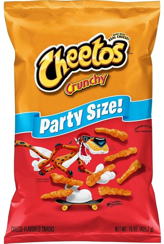NEW CHEETOS CRUNCHY CHIPS PARTY SIZE 15 OZ BAG CHEESE FLAVORED SNACKS