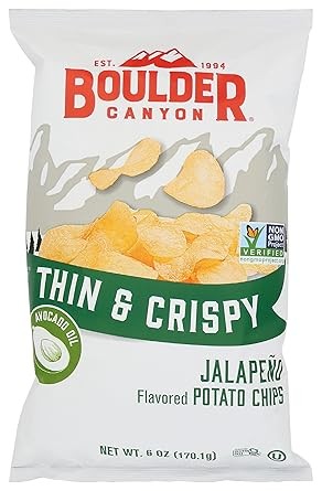 Boulder Canyon Thin & Crispy Avocado Oil Jalapeno Potato Chips, 6 OZ