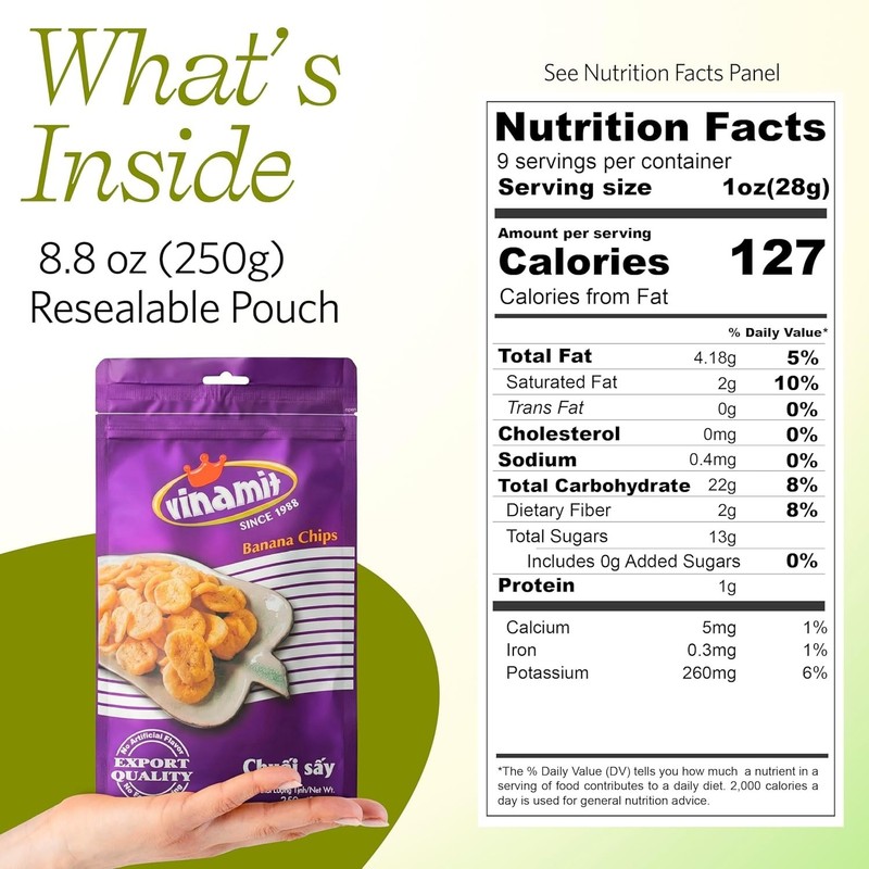 Dried Banana Chips, 8.8 oz Resealable Bag | Banana Chips Unsweetened, Dried F... gallery