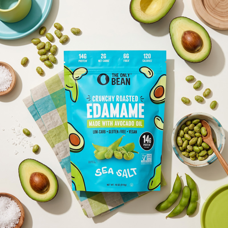4 Pack The Only Bean Crunchy Roasted Edamame, Sea Salt, 18 oz gallery