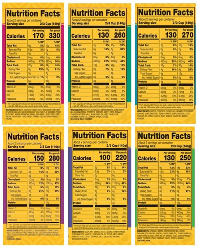 Variety, Pack of 6, Bombay Potatoes, Kashmir Spinach, Punjab Eggplant, Channa Ma gallery