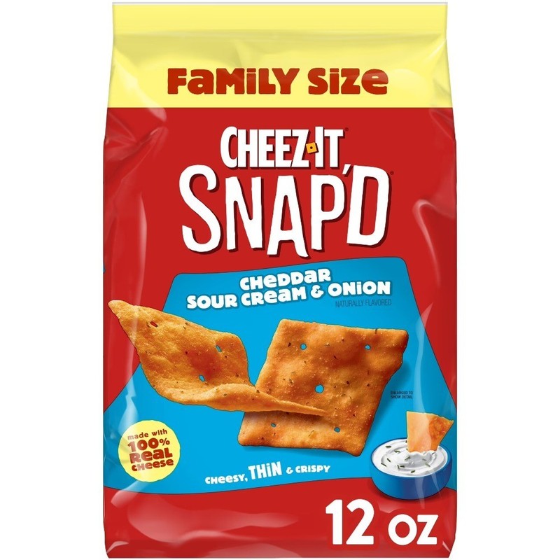 Sour Cream Onion Cheddar Cheese Crackers Thin Crispy Chips 12oz Snack