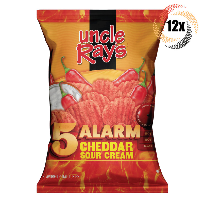 12x Bags Uncle Ray’s 5 Alarm Cheddar Sour Cream Flavored Potato Chips | 3oz