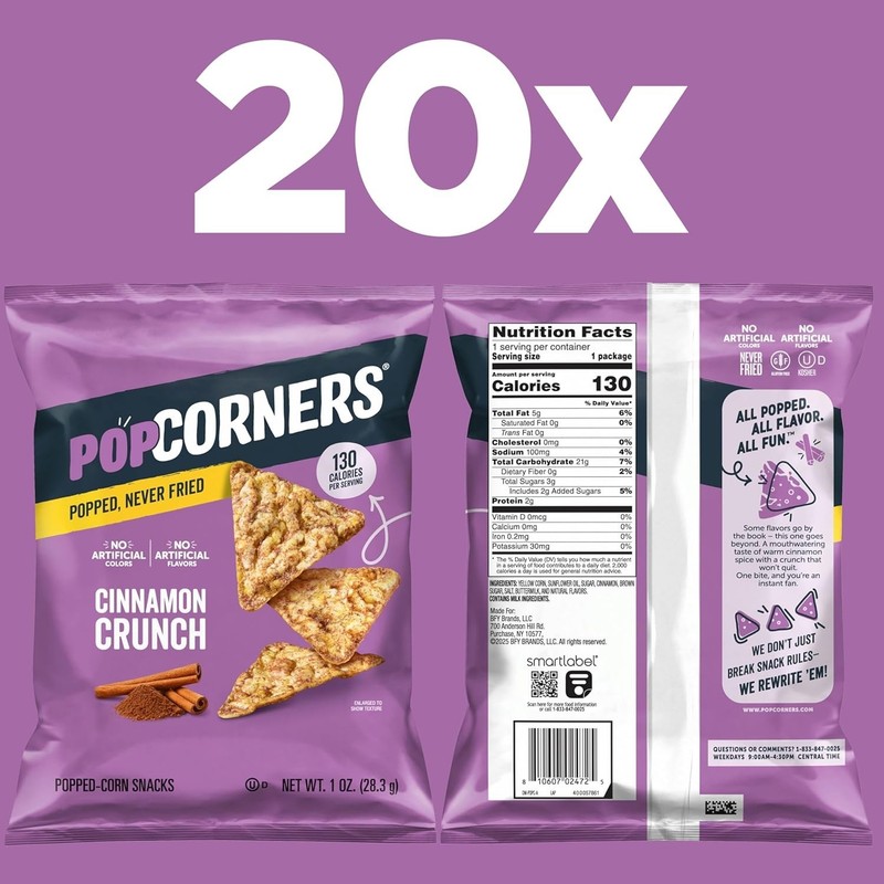 PopCorners Popped Corn Snacks, Cinnamon Crunch, 1 Ounce (Pack of 20) (Packaging gallery