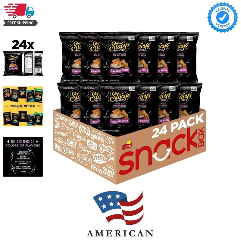 Stacy’s Pita Chips, Cinnamon Sugar, No Artificial Colors or Flavors, 1.5 oz P…