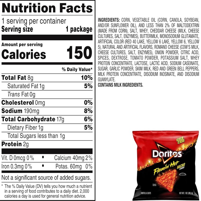 Flavored Tortilla Chips, Flamin' Hot Nacho, 1 Ounce Pack of 40 gallery