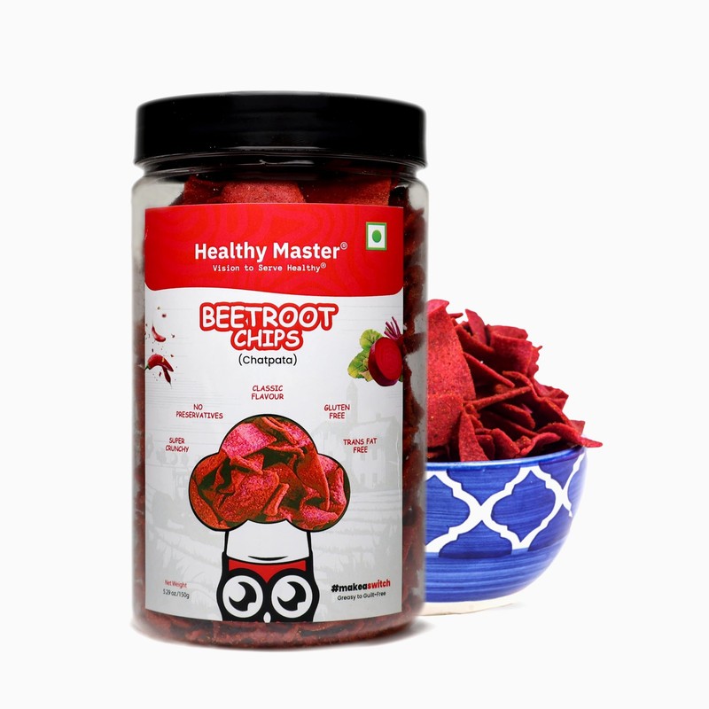 Healthy Master Beetroot Chips (5.29 oz) – Crispy Veggie with High Fiber & Pro…