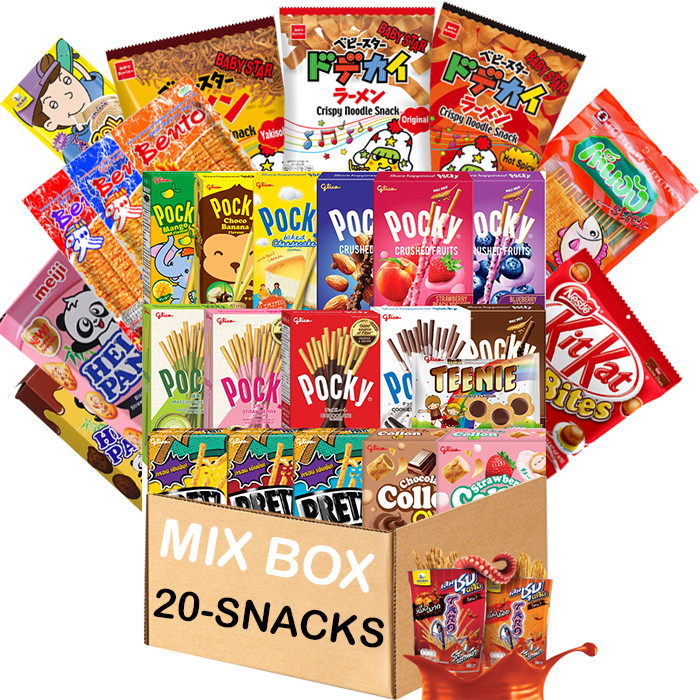 Snack Box (20Count) International Asian Assorted Mystery Snack of Best Tasting