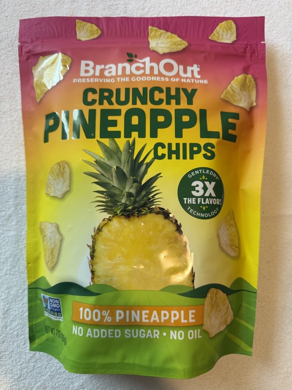 BranchOut Crunchy Pineapple Chips, 100% Real Pineapple, No Added Sugar, 7 oz.