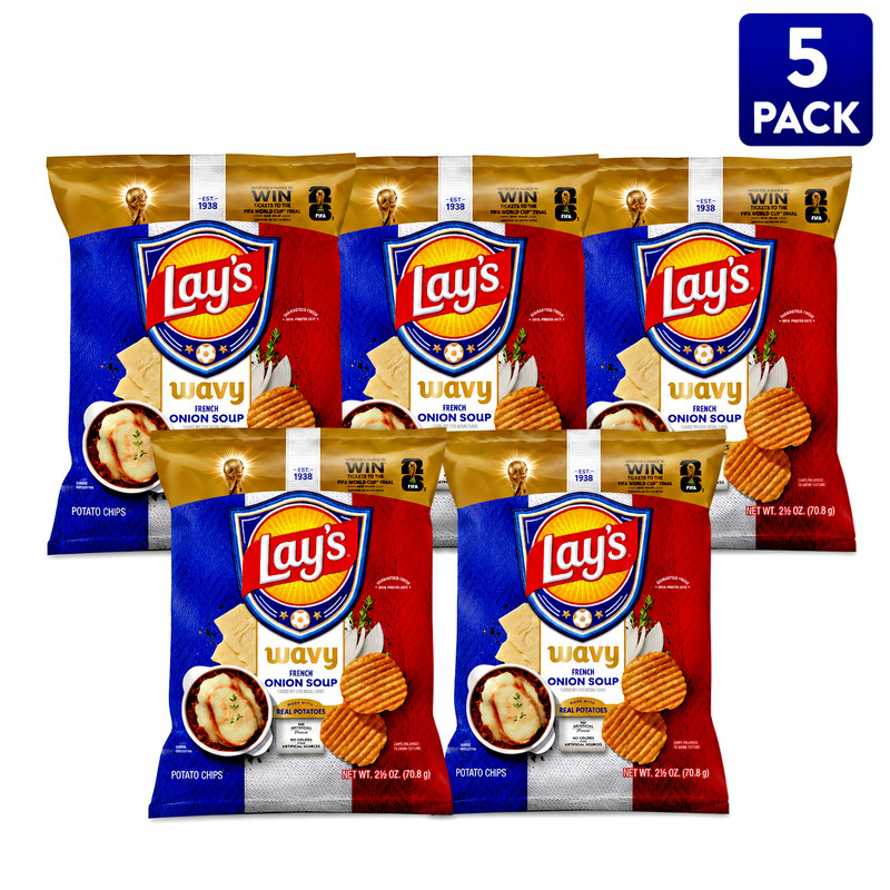 Lay’s Wavy Potato Chips French Onion Soup Flavor 2.5 oz Bags Pack of 5 FREE SHIP