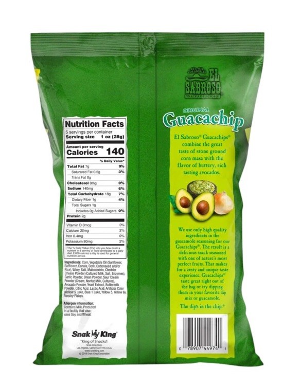 Guacachip Original Guacamole Flavored Tortilla Chip 5 Oz Bag 6 Pack gallery