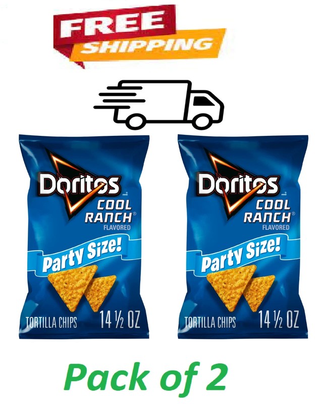 Doritos Cool Ranch Tortilla Snack Chips,Party Size, 14.05 oz Bag (2 PACK)
