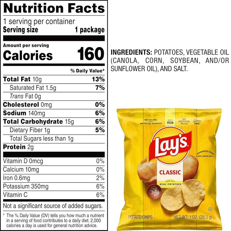 Lay's Potato Chips, Classic, 1 Ounce (Pack of 40) 40 Count 1) gallery