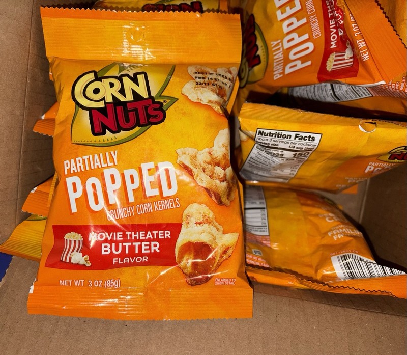 11– 3oz Sealed Bags of Movie Theater Butter Corn Nuts Snacks, Partially Popped