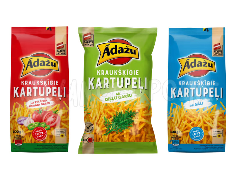 Ādaži Crispy Potatoes Tomato Dill Salt 3 Pack 300g/10.6oz Latvian Snack