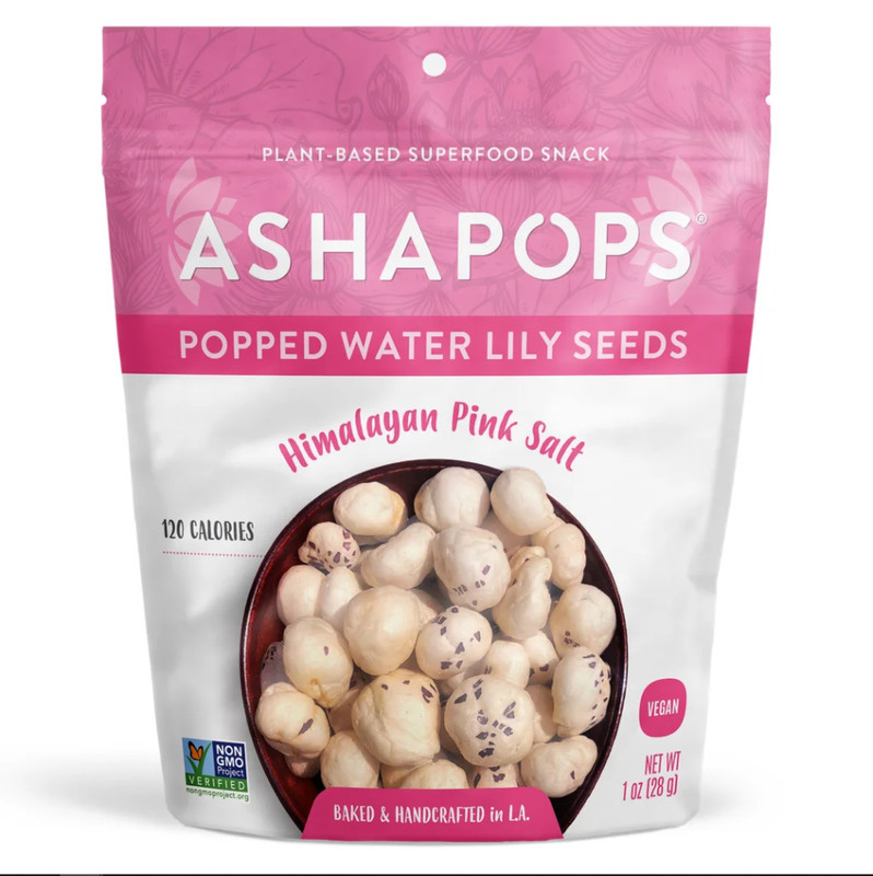 AshaPops Gluten Free Vegan Himalayan Pink Salt Popped Water Lily Seed Pack 6