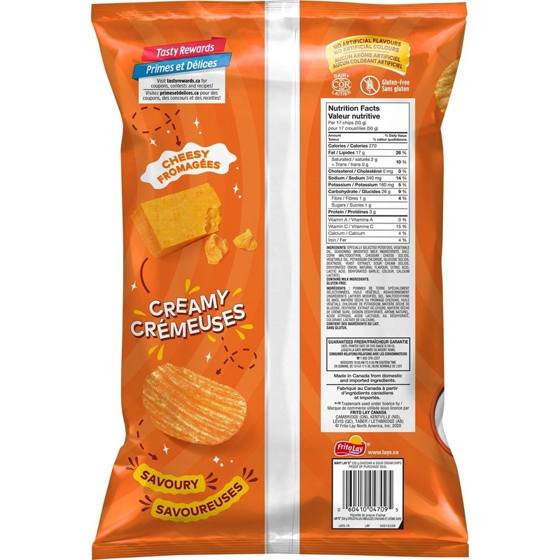 4 Bags of Lay's Wavy Cheddar & Sour Cream Potato Chips 220g Each - Free Shipping gallery