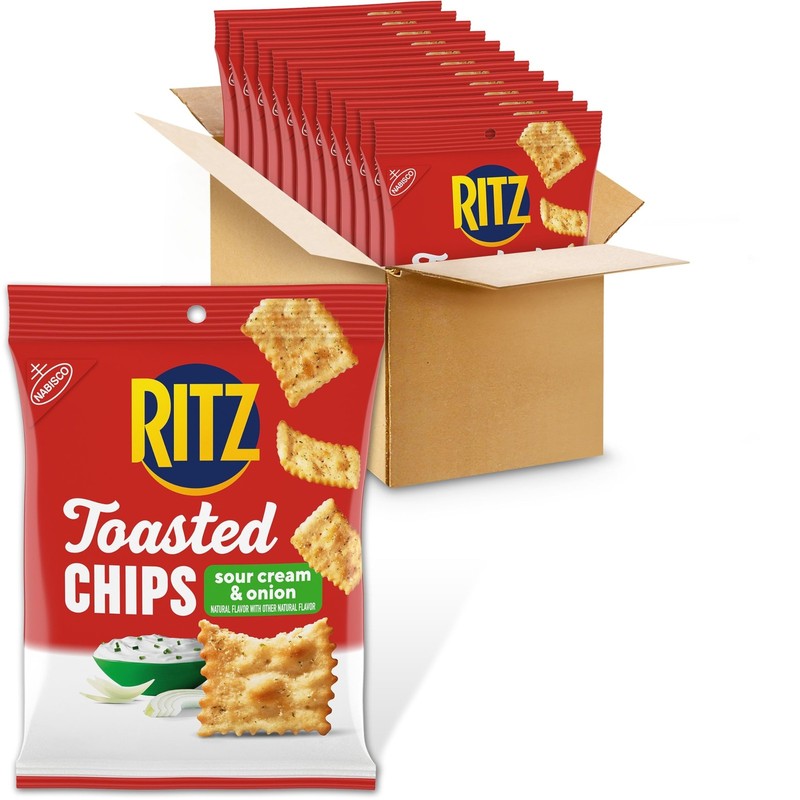 RITZ Toasted Chips Sour Cream Onion 12 Pack Baked Snack Crackers 30 Ounce