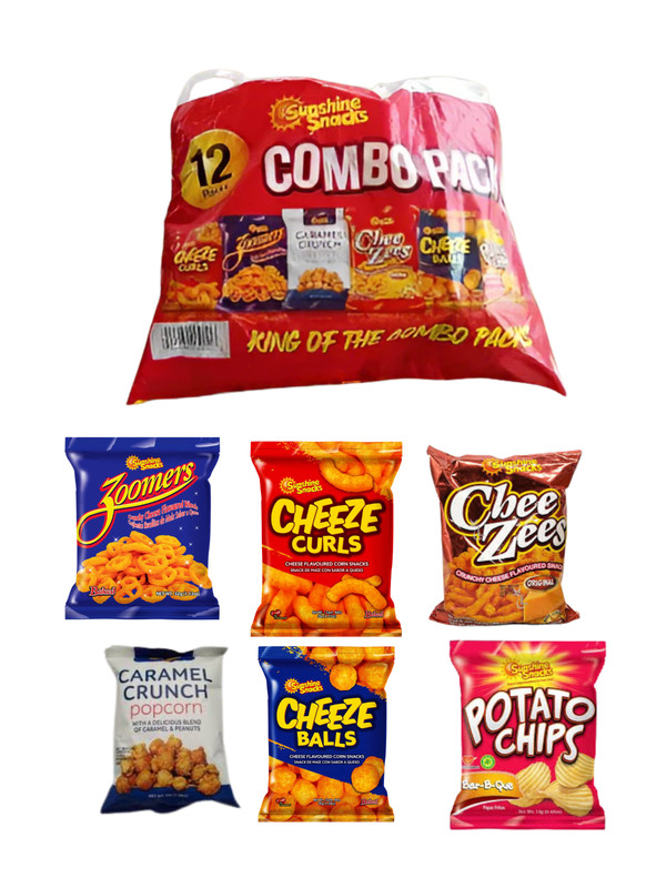 Sunshine Snacks Combo Pack 12 Count Jamaican Chips Variety Cheeze Curls Zoomers