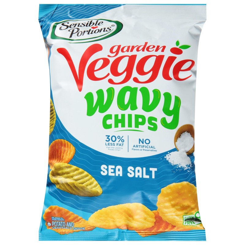 Sensible Portions Garden Veggie Wavy Chips, Sea Salt, 5 Oz (Pack of 12)