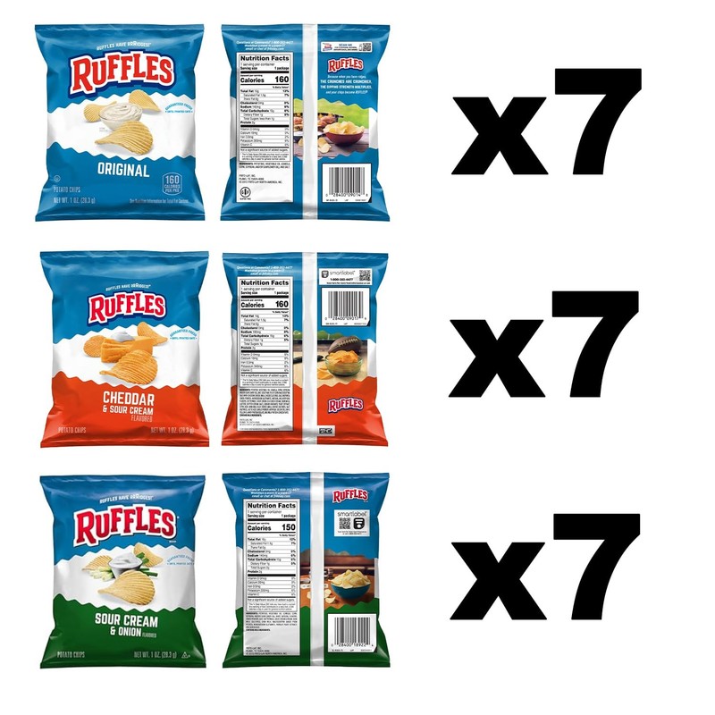 Potato Chips, 3 Flavor Variety Pack, 1 oz Bags (Pack of 21) gallery
