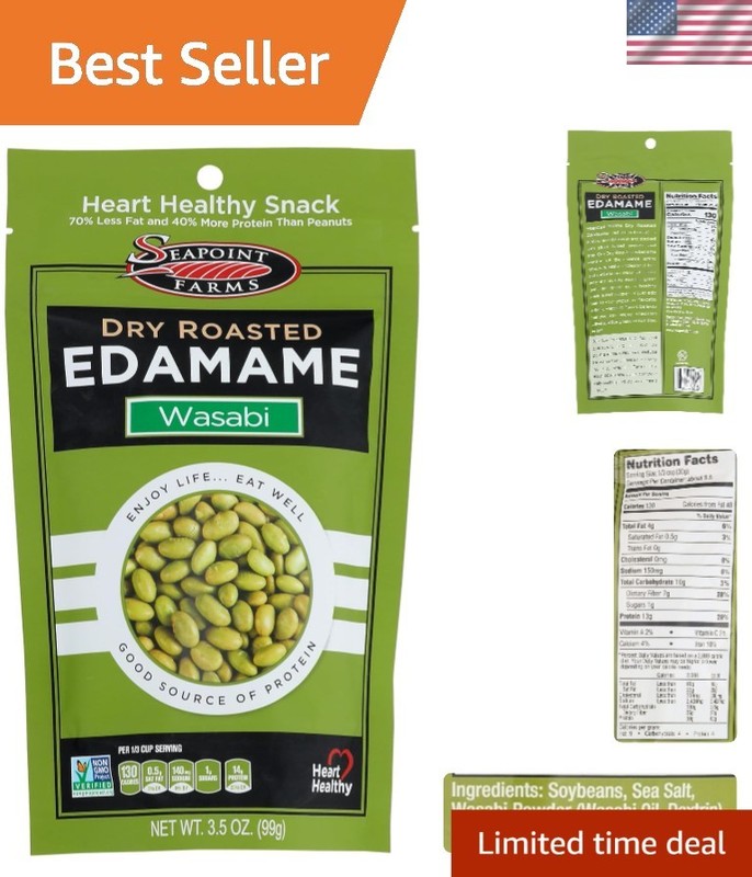 Gourmet Dry Roasted Edamame – Wasabi Flavor, 3.5 Oz – Healthy Gluten-Free Snack