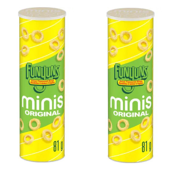 2-Pack Funyuns Minis Onion Rings Chips (81g) Snacks Crispy Tubes Crunchy Zest