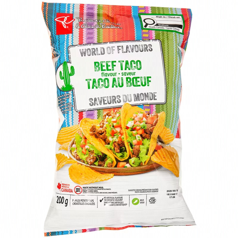 President’s Choice Beef Taco Potato Chips 7.05 oz / 200 g each