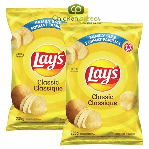 Lay’s Classic Quality Bulk Large potato chips 235g/8.28oz (2/Case)-Canadian Made