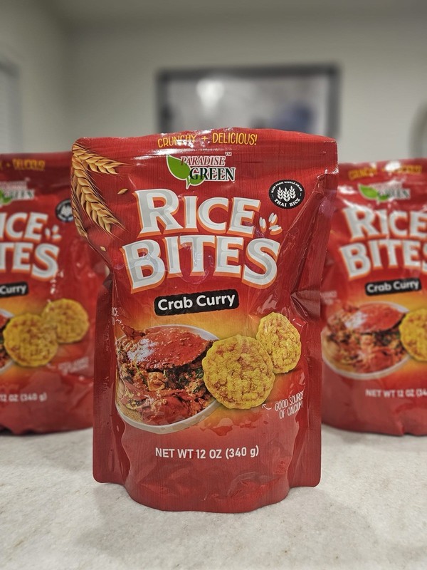 Paradise Green Crab Curry Rice Bites 12 oz Thai Rice Snack EXP 02/2027 LOT OF 3 gallery