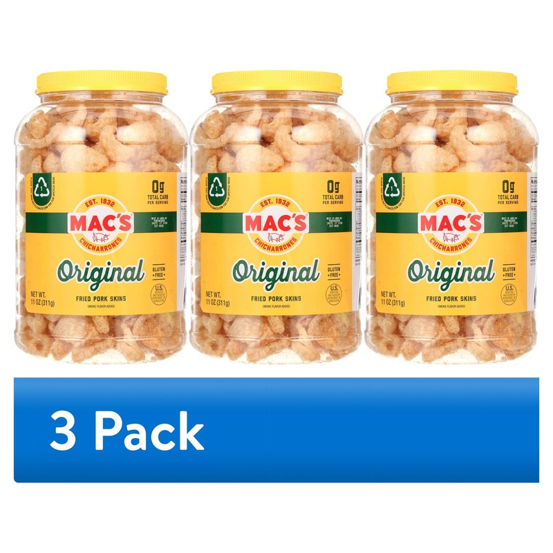 (3 Pack) Original Fried Pork Skins 11Oz Barrel