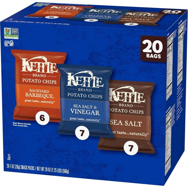 Kettle Brand Potato Chips Variety Pack, 1 Oz, 20 Ct