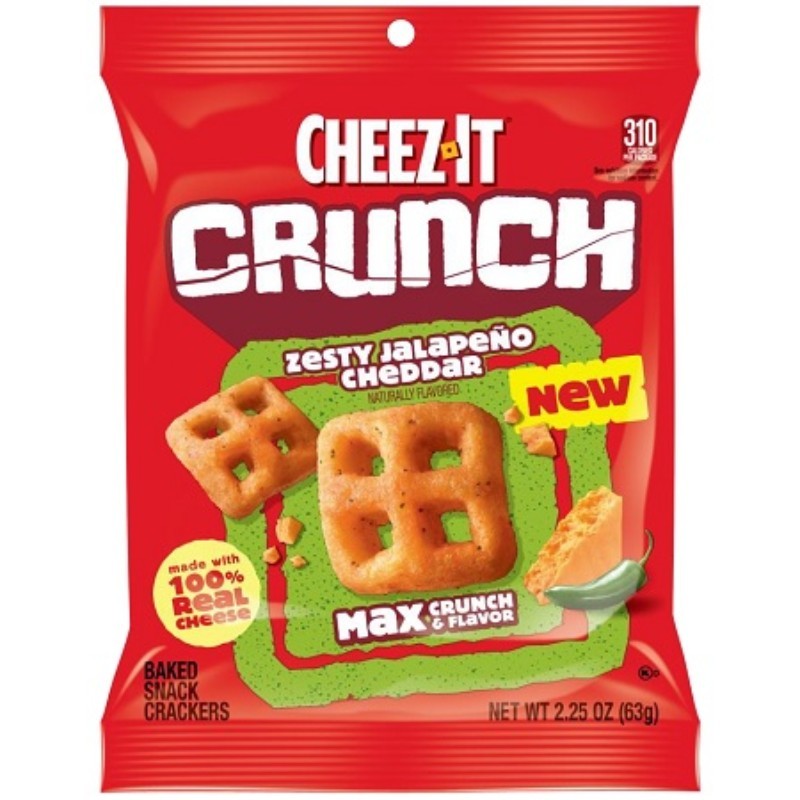 2x Cheez-It Crunch Zesty Jalapeno Cheddar Spicy Snack Chips Cheese Pack 2.25oz