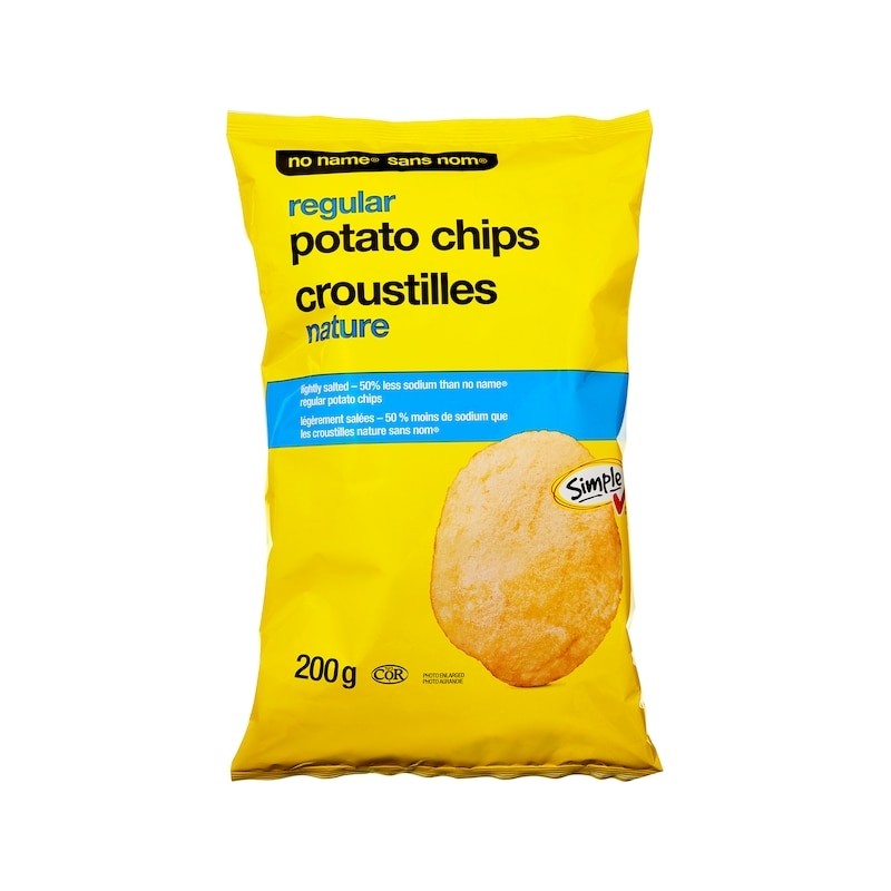 2-Pack No Name Regular Potato Chips Less Salt