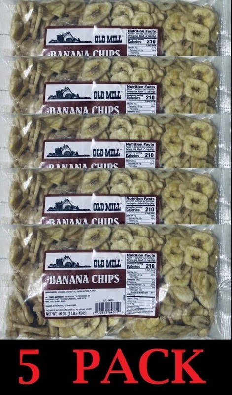 5x Old Mill Dried Banana Chips 16 oz Bag FRESH – 5 PACK