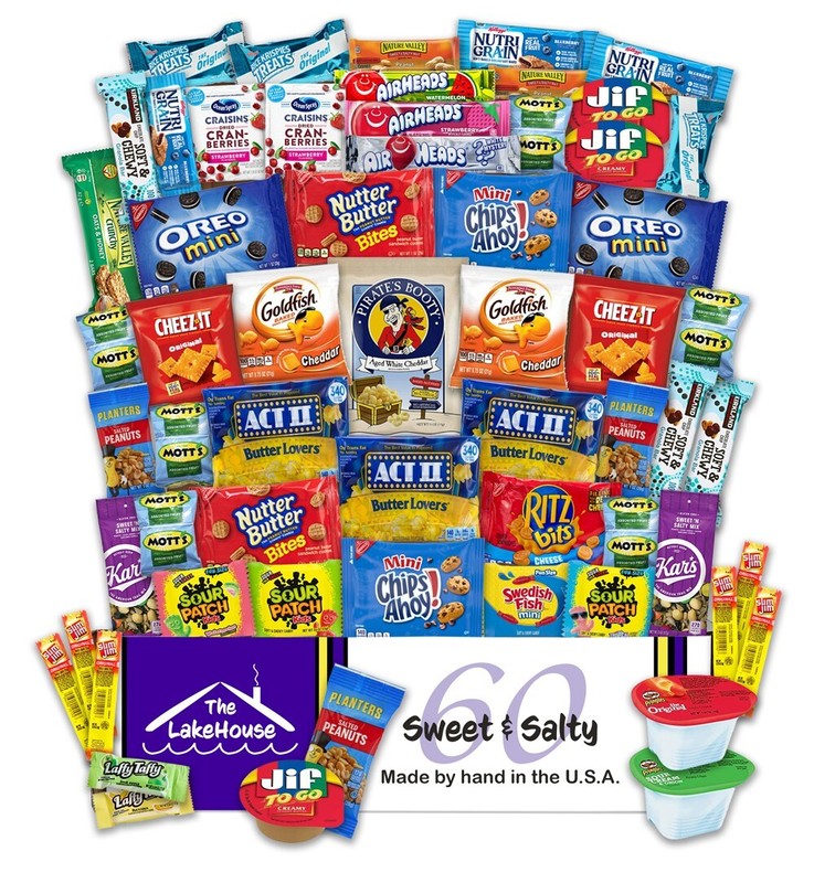 Snacks Variety Pack for Adults Kids Students – 60 Count Sweet and Salty