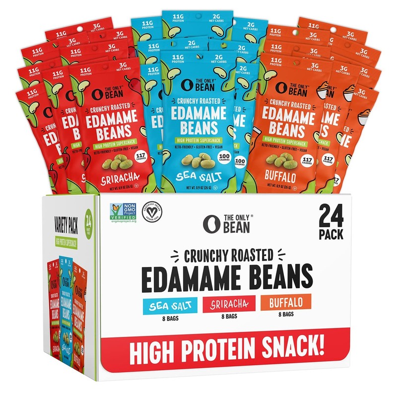 The Only Bean Crunchy Roasted Edamame – Healthy Snacks for Adults and Kids…