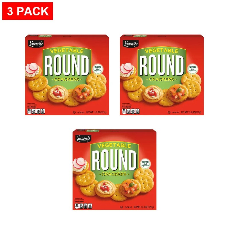 Savoritz Vegetable Round Crackers, 13.3 oz – Pack of 3